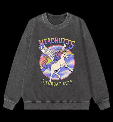 Unicorn Headbutts & Throat Cuts Vintage Washed 100% Cotton Sweatshirt - TheDrunkShark