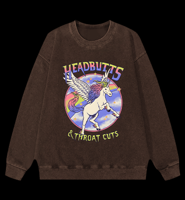 Unicorn Headbutts & Throat Cuts Vintage Washed 100% Cotton Sweatshirt - TheDrunkShark