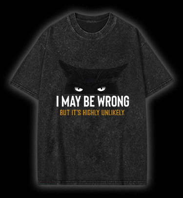 Unlikely Wrong Cat Vintage Washed 100% Cotton T-Shirt - TheDrunkShark