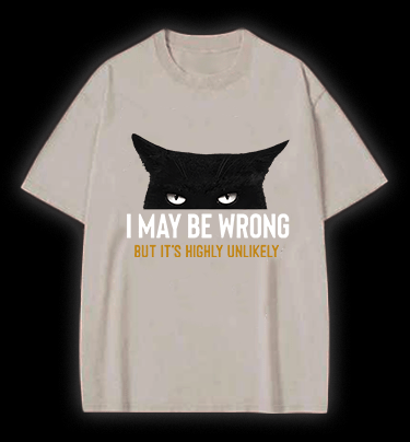 Unlikely Wrong Cat Vintage Washed 100% Cotton T-Shirt - TheDrunkShark