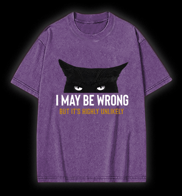 Unlikely Wrong Cat Vintage Washed 100% Cotton T-Shirt - TheDrunkShark