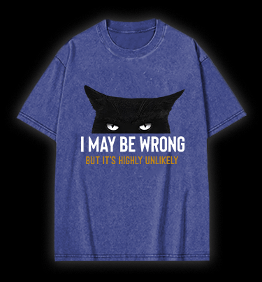 Unlikely Wrong Cat Vintage Washed 100% Cotton T-Shirt - TheDrunkShark