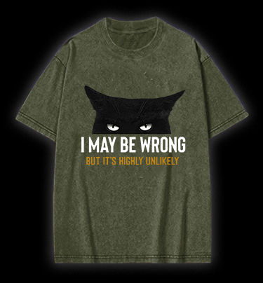 Unlikely Wrong Cat Vintage Washed 100% Cotton T-Shirt - TheDrunkShark