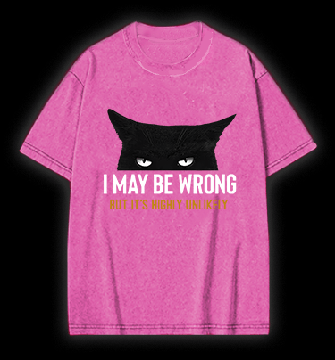 Unlikely Wrong Cat Vintage Washed 100% Cotton T-Shirt - TheDrunkShark