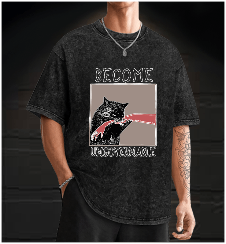  Unruly cat Vintage Washed 100% Cotton T-Shirt - TheDrunkShark