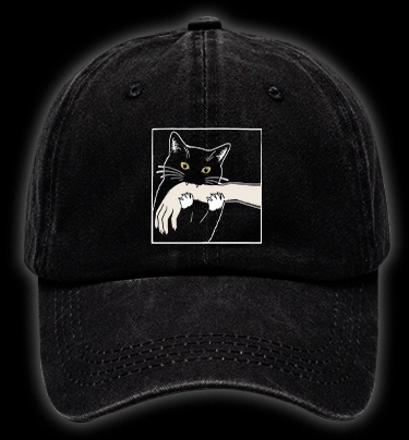Unscrupulous Cat Vintage Washed 100% Cotton Baseball Hat - TheDrunkShark