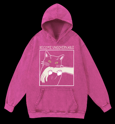 Unscrupulous Cat Vintage Washed 100% Cotton Hoodie - TheDrunkShark