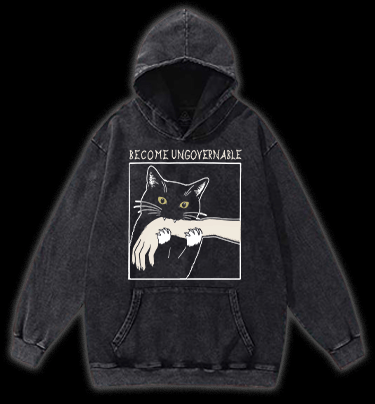 Unscrupulous Cat Vintage Washed 100% Cotton Hoodie - TheDrunkShark