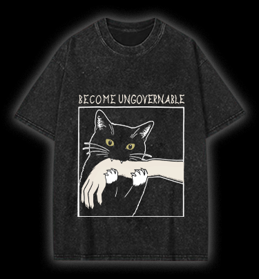 Unscrupulous Cat Vintage Washed 100% Cotton T-Shirt - TheDrunkShark