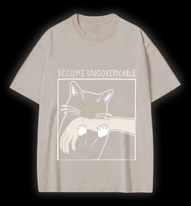 Unscrupulous Cat Vintage Washed 100% Cotton T-Shirt - TheDrunkShark