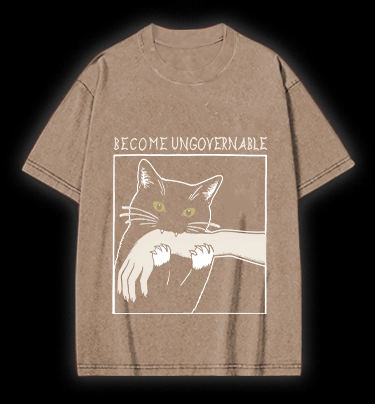 Unscrupulous Cat Vintage Washed 100% Cotton T-Shirt - TheDrunkShark