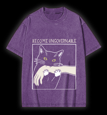Unscrupulous Cat Vintage Washed 100% Cotton T-Shirt - TheDrunkShark