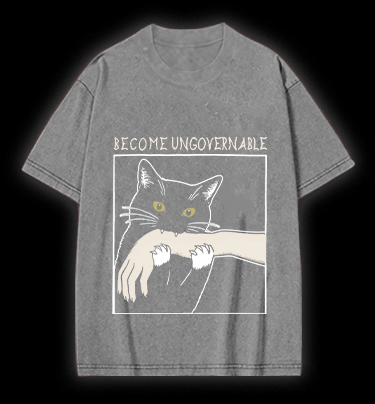 Unscrupulous Cat Vintage Washed 100% Cotton T-Shirt - TheDrunkShark