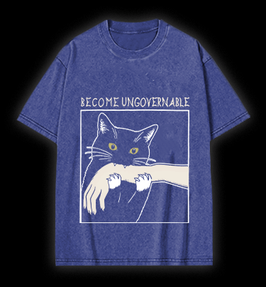 Unscrupulous Cat Vintage Washed 100% Cotton T-Shirt - TheDrunkShark