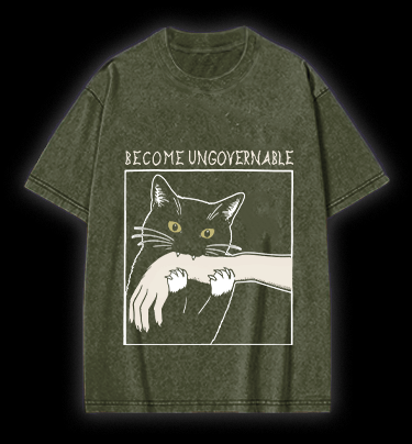 Unscrupulous Cat Vintage Washed 100% Cotton T-Shirt - TheDrunkShark