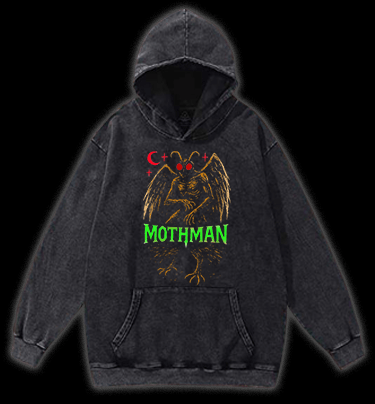 Urban Legend Mothman Vintage Washed 100% Cotton Hoodie - TheDrunkShark