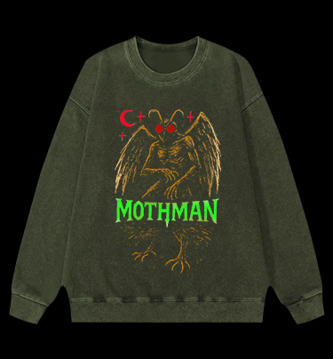 Urban Legend Mothman Vintage Washed 100% Cotton Sweatshirt - TheDrunkShark