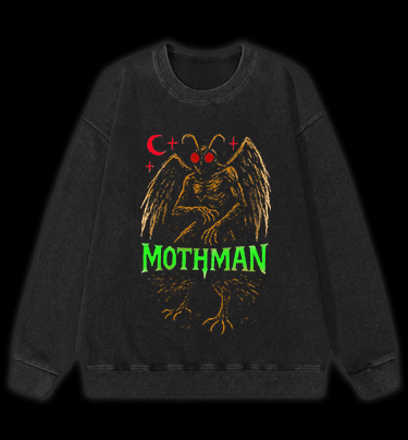 Urban Legend Mothman Vintage Washed 100% Cotton Sweatshirt - TheDrunkShark