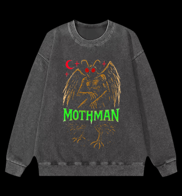 Urban Legend Mothman Vintage Washed 100% Cotton Sweatshirt - TheDrunkShark