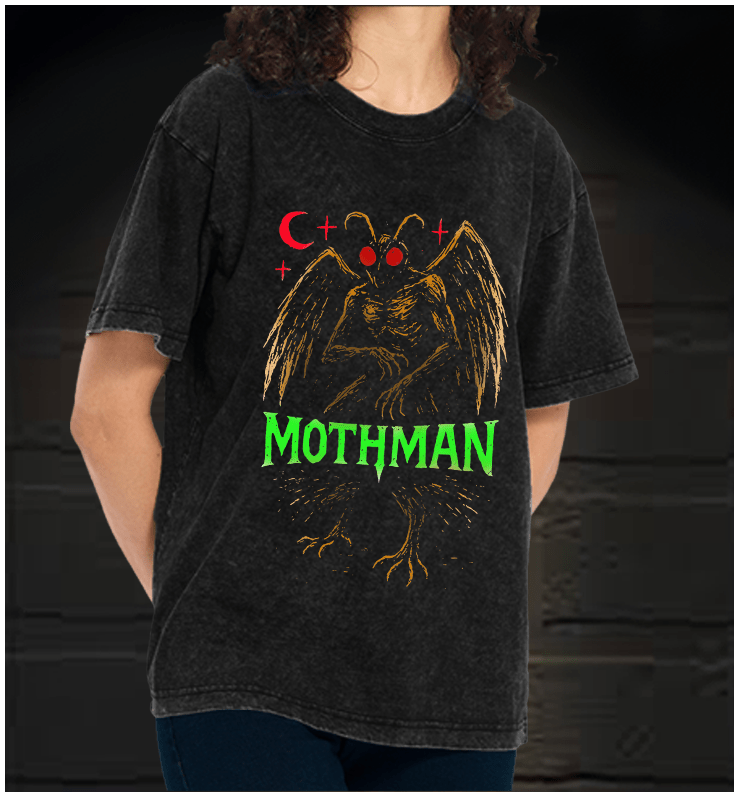Urban Legend Mothman Vintage Washed 100% Cotton T-Shirt - TheDrunkShark