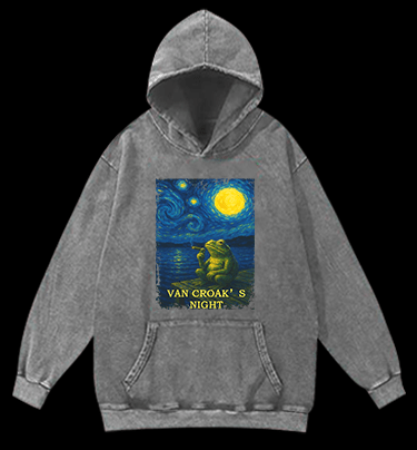 Van Croak's Night Vintage Washed 100% Cotton Hoodie - TheDrunkShark
