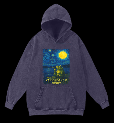 Van Croak's Night Vintage Washed 100% Cotton Hoodie - TheDrunkShark