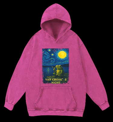 Van Croak's Night Vintage Washed 100% Cotton Hoodie - TheDrunkShark