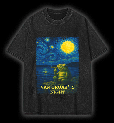 Van Croak's Night Vintage Washed 100% Cotton T-Shirt - TheDrunkShark
