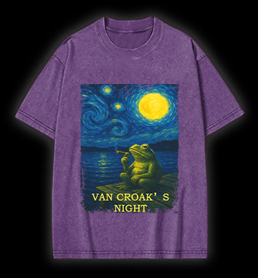 Van Croak's Night Vintage Washed 100% Cotton T-Shirt - TheDrunkShark