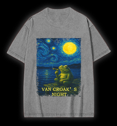 Van Croak's Night Vintage Washed 100% Cotton T-Shirt - TheDrunkShark