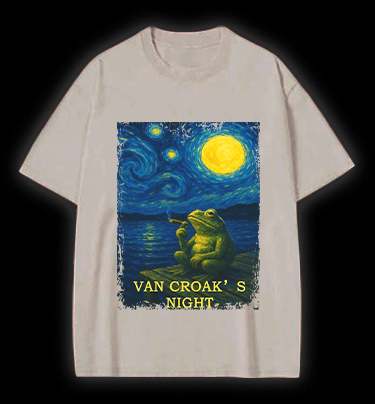 Van Croak's Night Vintage Washed 100% Cotton T-Shirt - TheDrunkShark