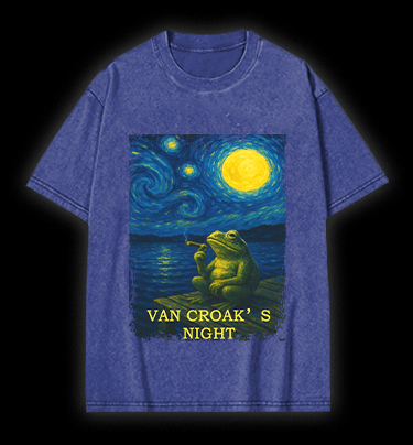 Van Croak's Night Vintage Washed 100% Cotton T-Shirt - TheDrunkShark