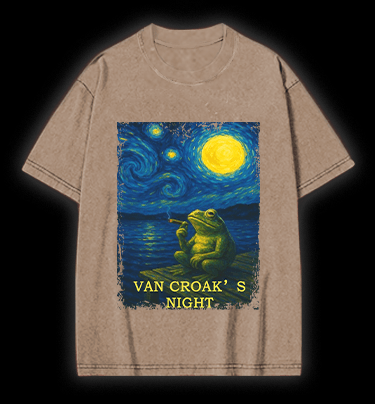 Van Croak's Night Vintage Washed 100% Cotton T-Shirt - TheDrunkShark
