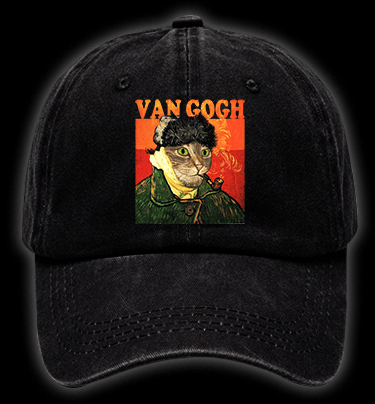 Van Gogh Cat Art Vintage Washed 100% Cotton Baseball Hat - TheDrunkShark