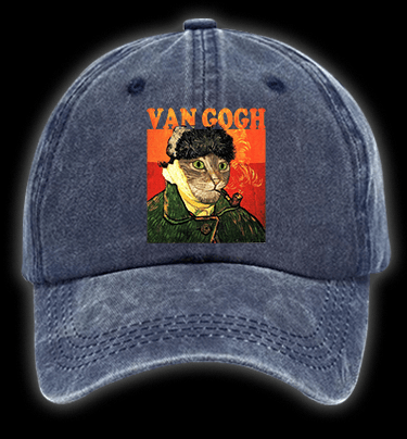 Van Gogh Cat Art Vintage Washed 100% Cotton Baseball Hat - TheDrunkShark