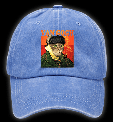 Van Gogh Cat Art Vintage Washed 100% Cotton Baseball Hat - TheDrunkShark