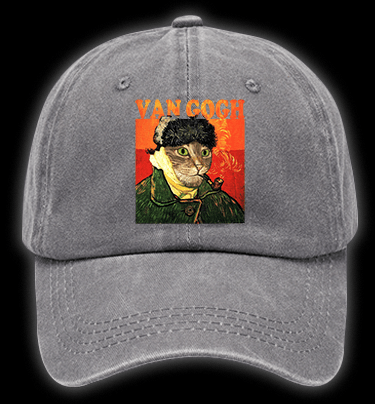 Van Gogh Cat Art Vintage Washed 100% Cotton Baseball Hat - TheDrunkShark