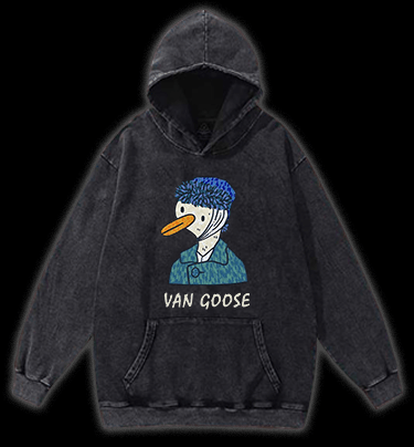 Van Gogh Goose Vintage Washed 100% Cotton Hoodie - TheDrunkShark