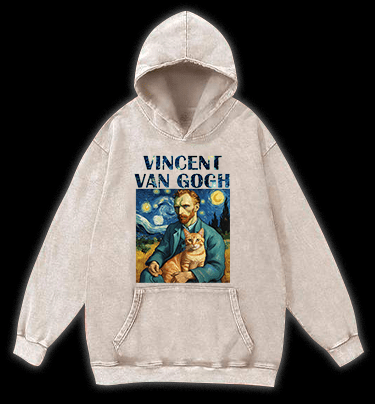 Vincent Van Gogh Creative Design Vintage Washed 100% Cotton Hoodie - TheDrunkShark