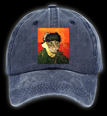 Vincent Willem van Gogh Cat Vintage Washed 100% Cotton Baseball Hat - TheDrunkShark