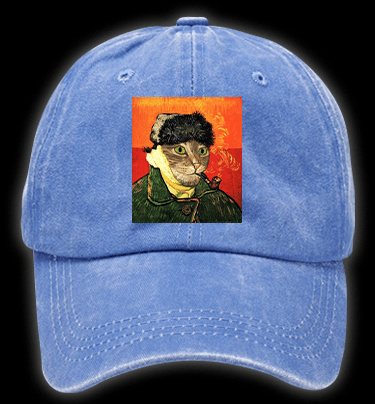 Vincent Willem van Gogh Cat Vintage Washed 100% Cotton Baseball Hat - TheDrunkShark