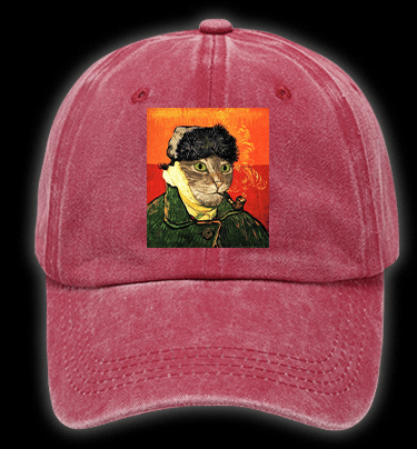 Vincent Willem van Gogh Cat Vintage Washed 100% Cotton Baseball Hat - TheDrunkShark