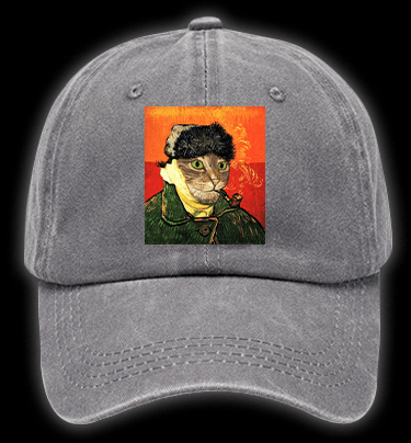 Vincent Willem van Gogh Cat Vintage Washed 100% Cotton Baseball Hat - TheDrunkShark