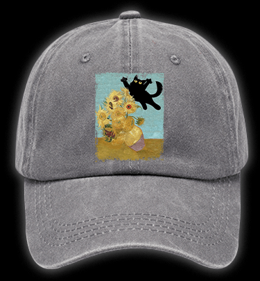 Vincent Willem van Gogh Cat Vintage Washed 100% Cotton Baseball Hat - TheDrunkShark