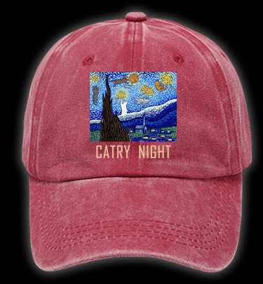 Vincent Willem van Gogh Cat Vintage Washed 100% Cotton Baseball Hat - TheDrunkShark