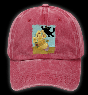Vincent Willem van Gogh Cat Vintage Washed 100% Cotton Baseball Hat - TheDrunkShark