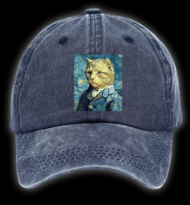 Vincent Willem van Gogh Cat Vintage Washed 100% Cotton Baseball Hat - TheDrunkShark