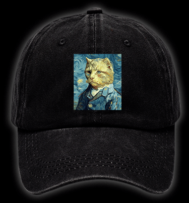Vincent Willem van Gogh Cat Vintage Washed 100% Cotton Baseball Hat - TheDrunkShark