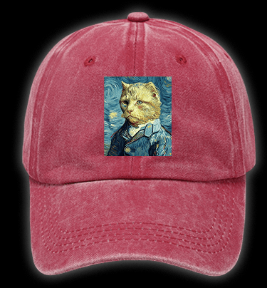 Vincent Willem van Gogh Cat Vintage Washed 100% Cotton Baseball Hat - TheDrunkShark