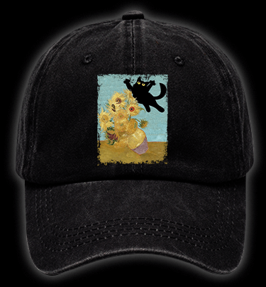 Vincent Willem van Gogh Cat Vintage Washed 100% Cotton Baseball Hat - TheDrunkShark